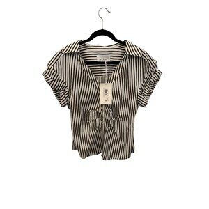 NWT Frame black and white stripped blouse size M